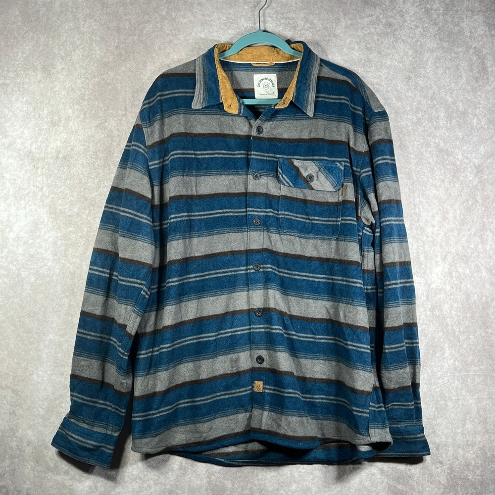 Dubinik Customized Version Shirt Mens XL Blue Gray Flannel Stripe Button Up NEW